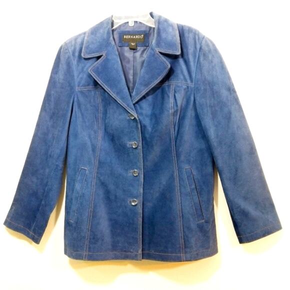 Bernardo dusty blue suede leather coat jacket L - Picture 4 of 11